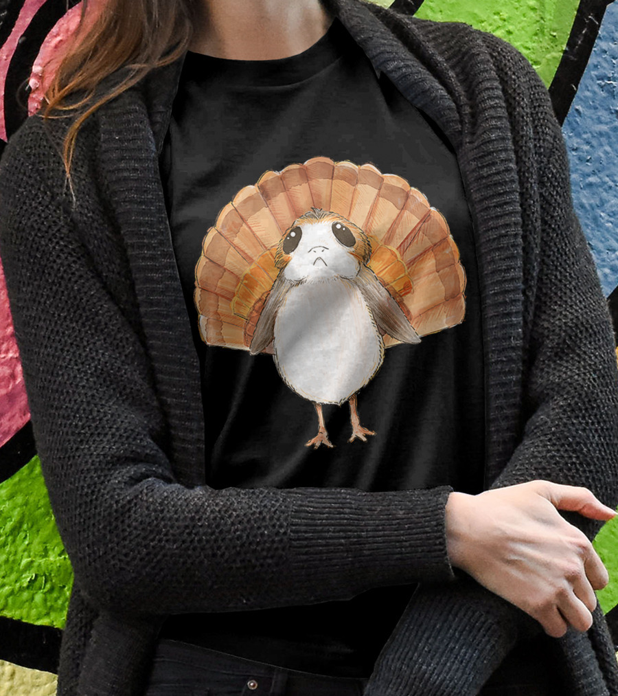 Star Wars Porg Turkey Thanksgiving Feathers T-Shirt