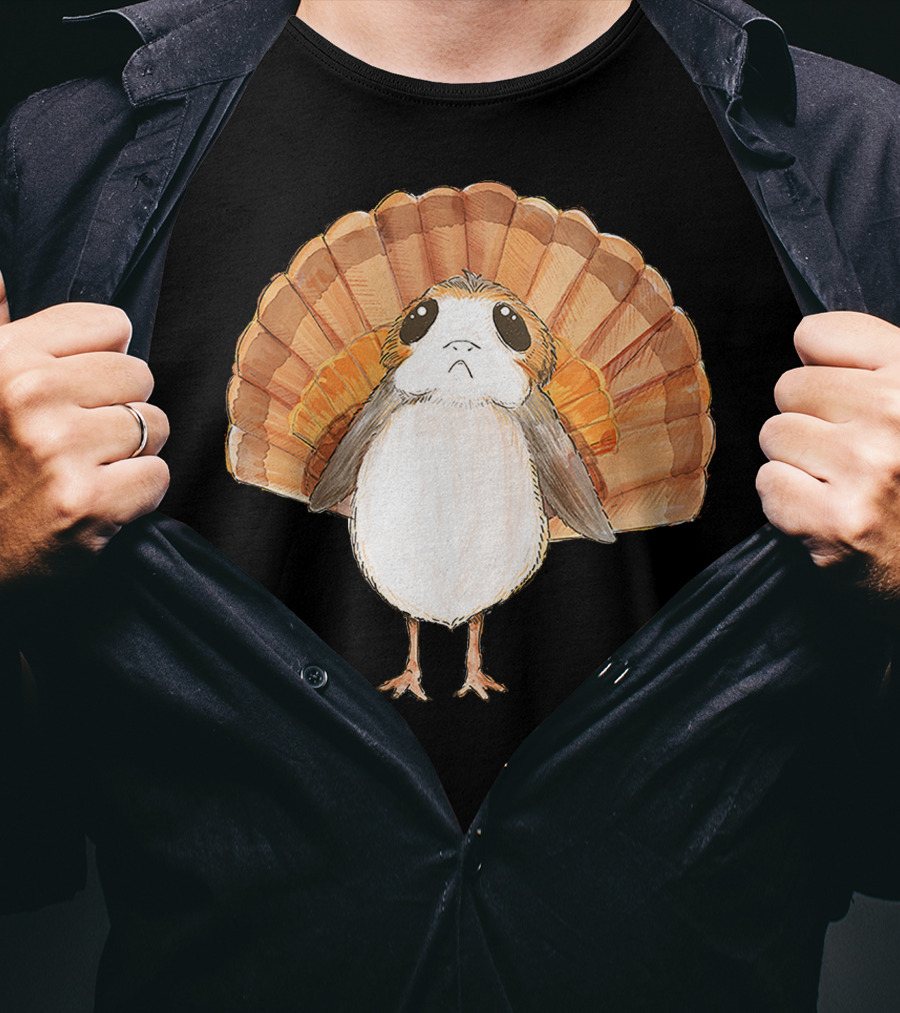 Star Wars Porg Turkey Thanksgiving Feathers T-Shirt