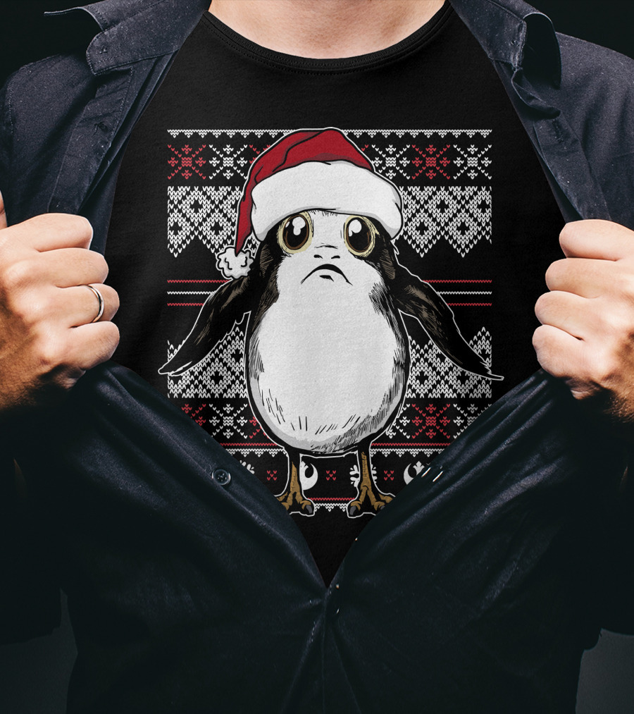 Star Wars Porg Christmas Santa Hat Ugly T-Shirt