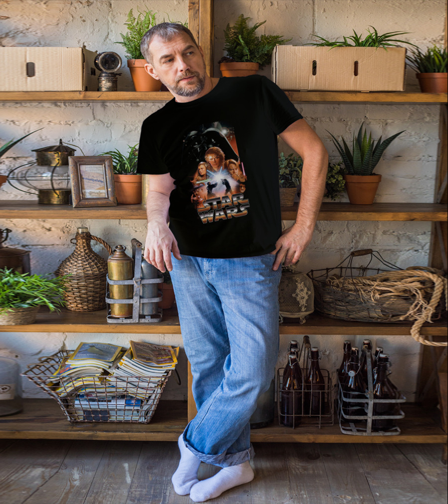 Star Wars Revenge Of The Sith Movie Anakin Obi-Wan Lightsaber Duel Darth Vader Collage T-Shirt