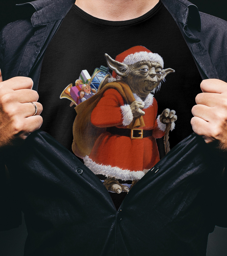 Star Wars Santa Yoda Carrying Sack Of Presents T-Shirt