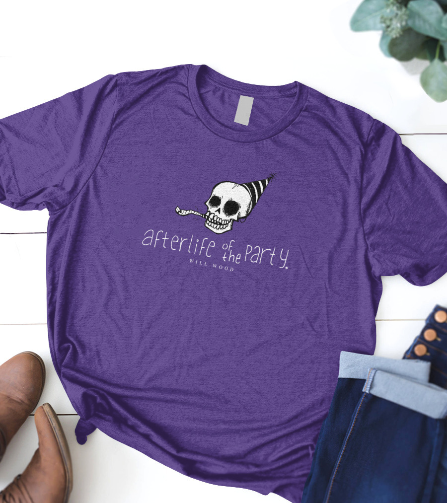 Afterlife Of The Party Skull With Party Hat And Blower T-Shirt