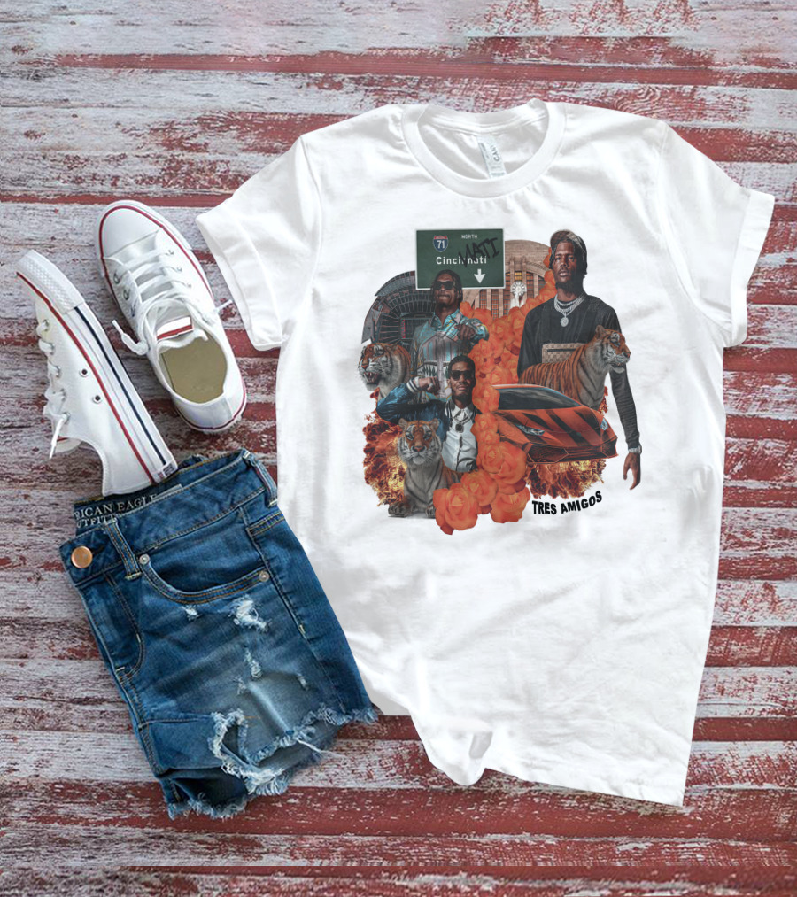 Tres Amigos Cincinnati Highway Tigers Roses Playoffs T-Shirt