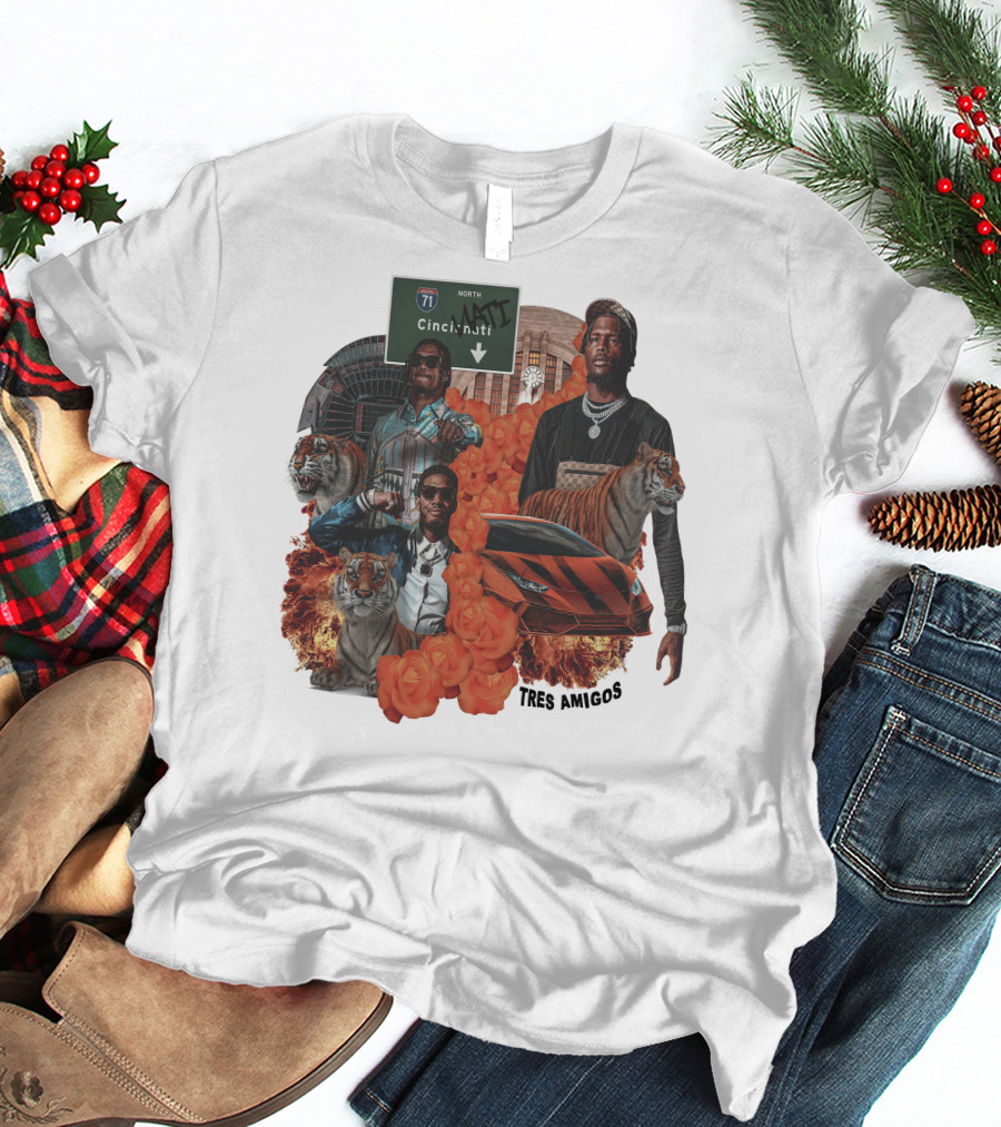 Tres Amigos Cincinnati Highway Tigers Roses Playoffs T-Shirt