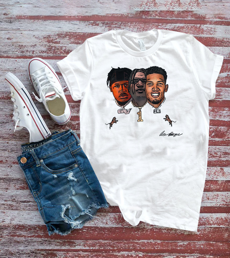 Ja'Marr Chase GV Tiger Trio Football T-Shirt