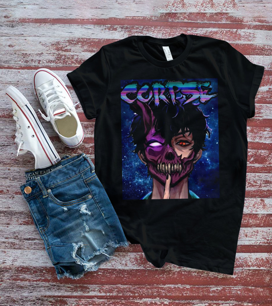 CORPSE Husband Anime Half Demon Face Art Dark Space Background T-Shirt