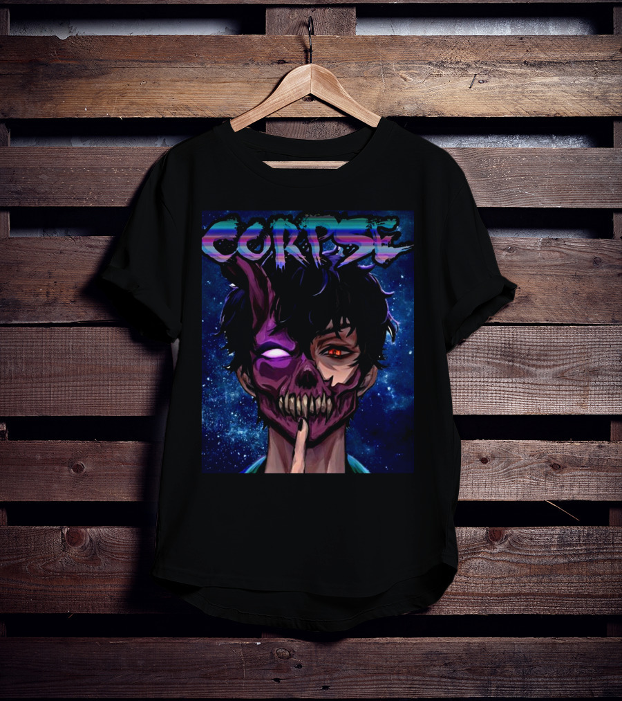 CORPSE Husband Anime Half Demon Face Art Dark Space Background T-Shirt