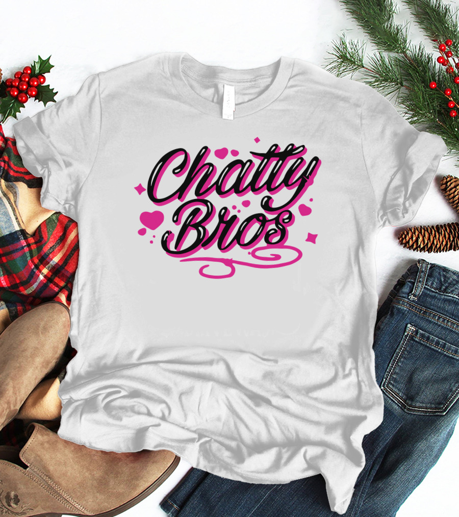 Chatty Bros Merch Heart Stars Motif Airbrush Bros T-Shirt