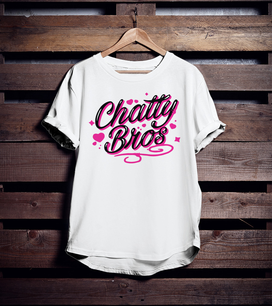 Chatty Bros Merch Heart Stars Motif Airbrush Bros T-Shirt