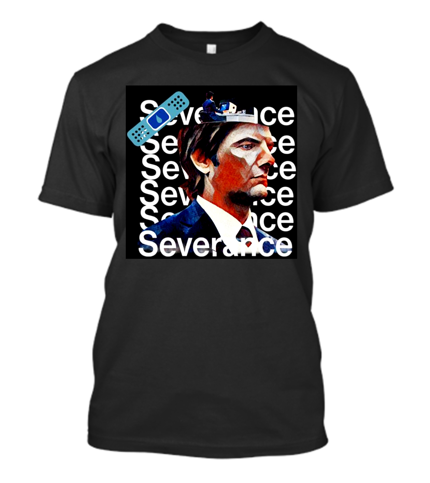 Severance Repeated Text With Bandage And Office Worker Scene T-Shirt