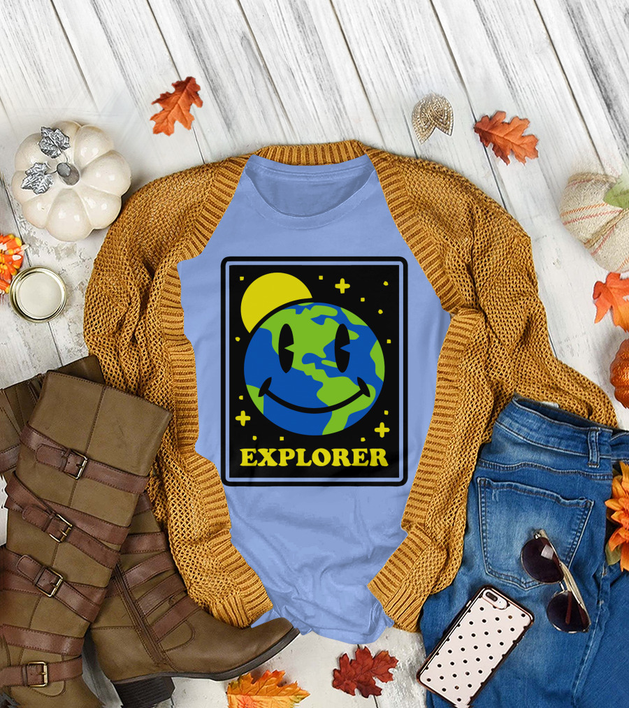 Socksfor1 Merch Explorer Earth Smiley T-Shirt