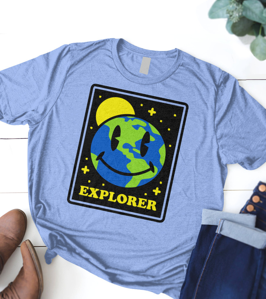 Socksfor1 Merch Explorer Earth Smiley T-Shirt