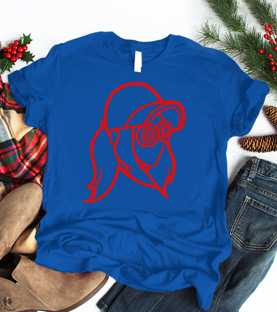 Rezz Cloaked Hockey Jersey Iconic Line Art Design Red On Blue T-Shirt