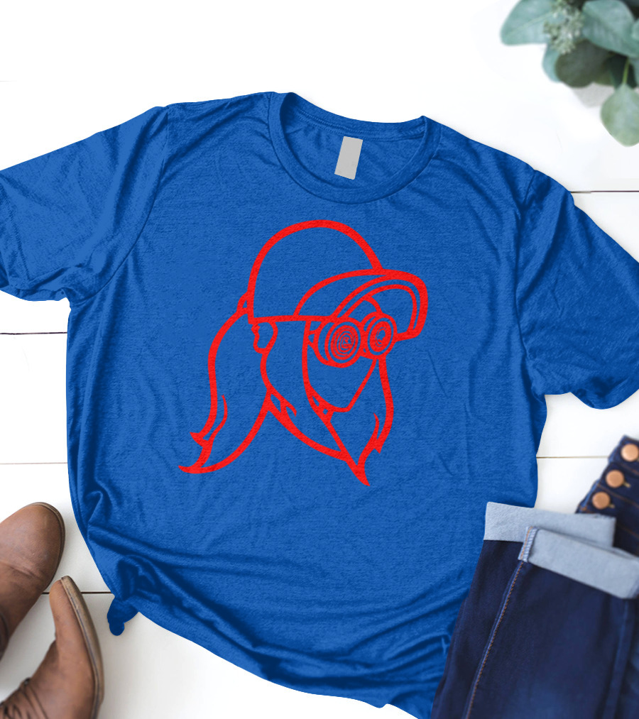 Rezz Cloaked Hockey Jersey Iconic Line Art Design Red On Blue T-Shirt