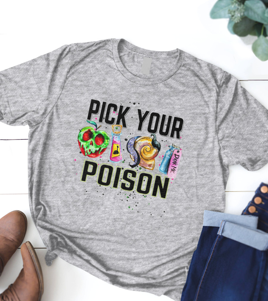 Pick Your Poison Halloween Skull Apple Potion Snail Drink Me T-Shirt