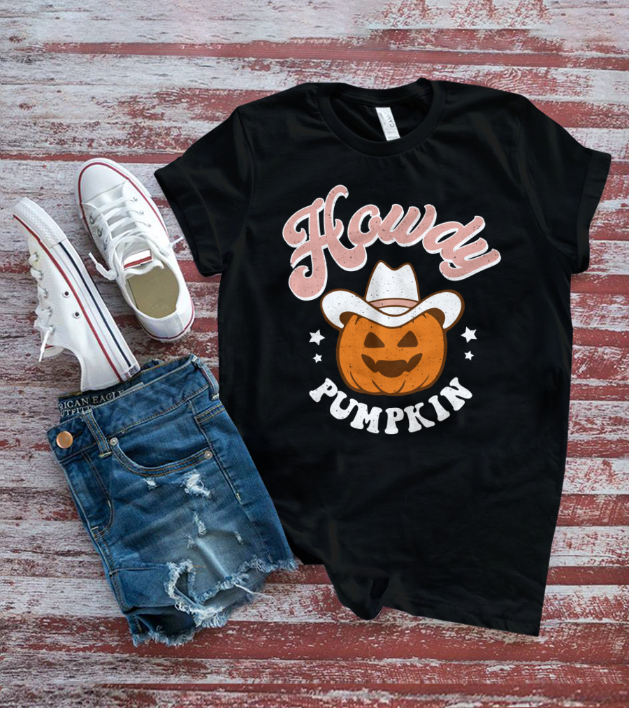 Howdy Pumpkin Halloween Western Cowboy Jack-o'-Lantern T-Shirt