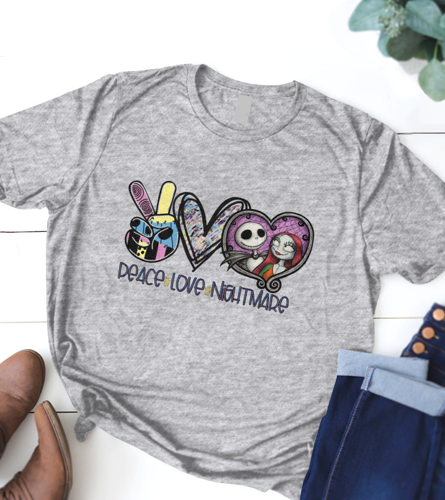Peace Love Nightmare Before Christmas Halloween T-Shirt