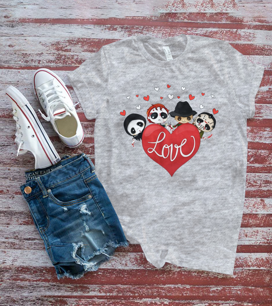 Love Horror Movie Chibi Quartet Valentine T-Shirt
