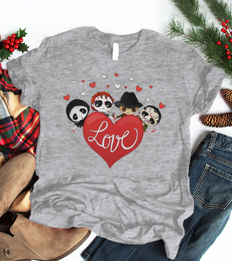 Love Horror Movie Chibi Quartet Valentine T-Shirt