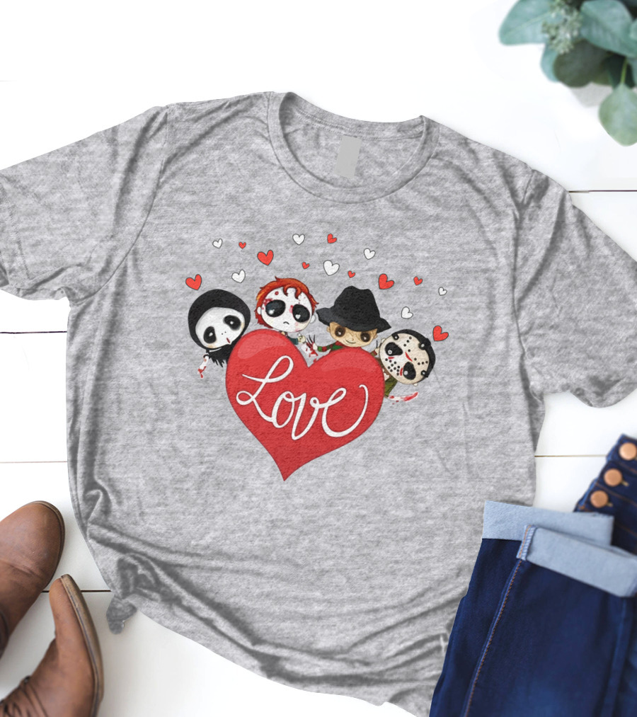 Love Horror Movie Chibi Quartet Valentine T-Shirt