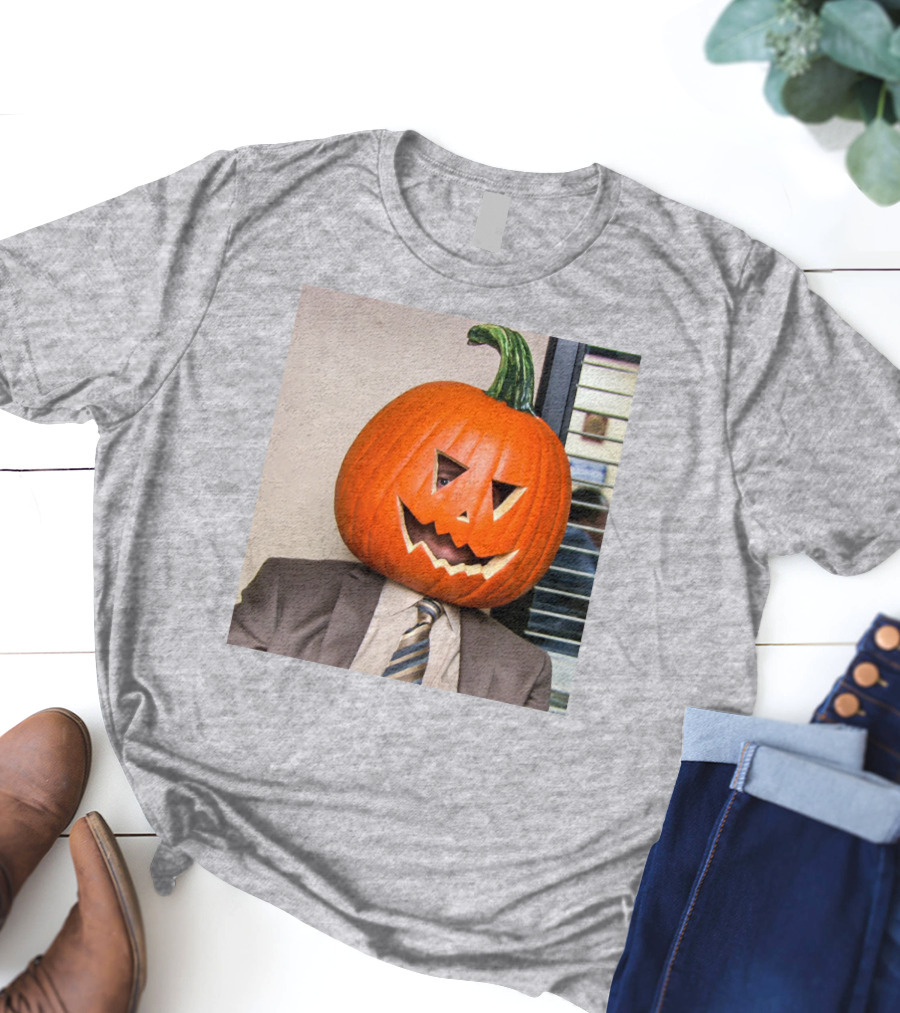 Office Halloween Pumpkin Head Costume T-Shirt