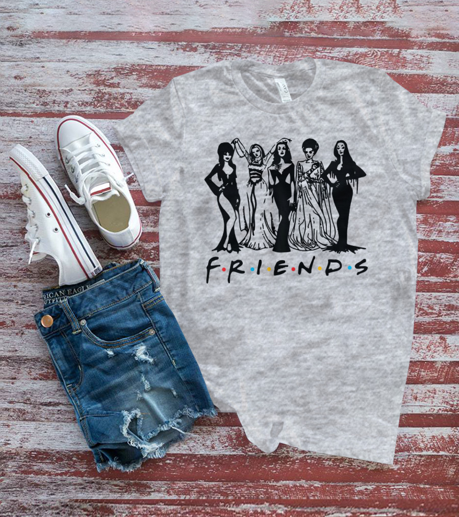 Horror Friends Squad Gothic Icons In Classic TV Show T-Shirt
