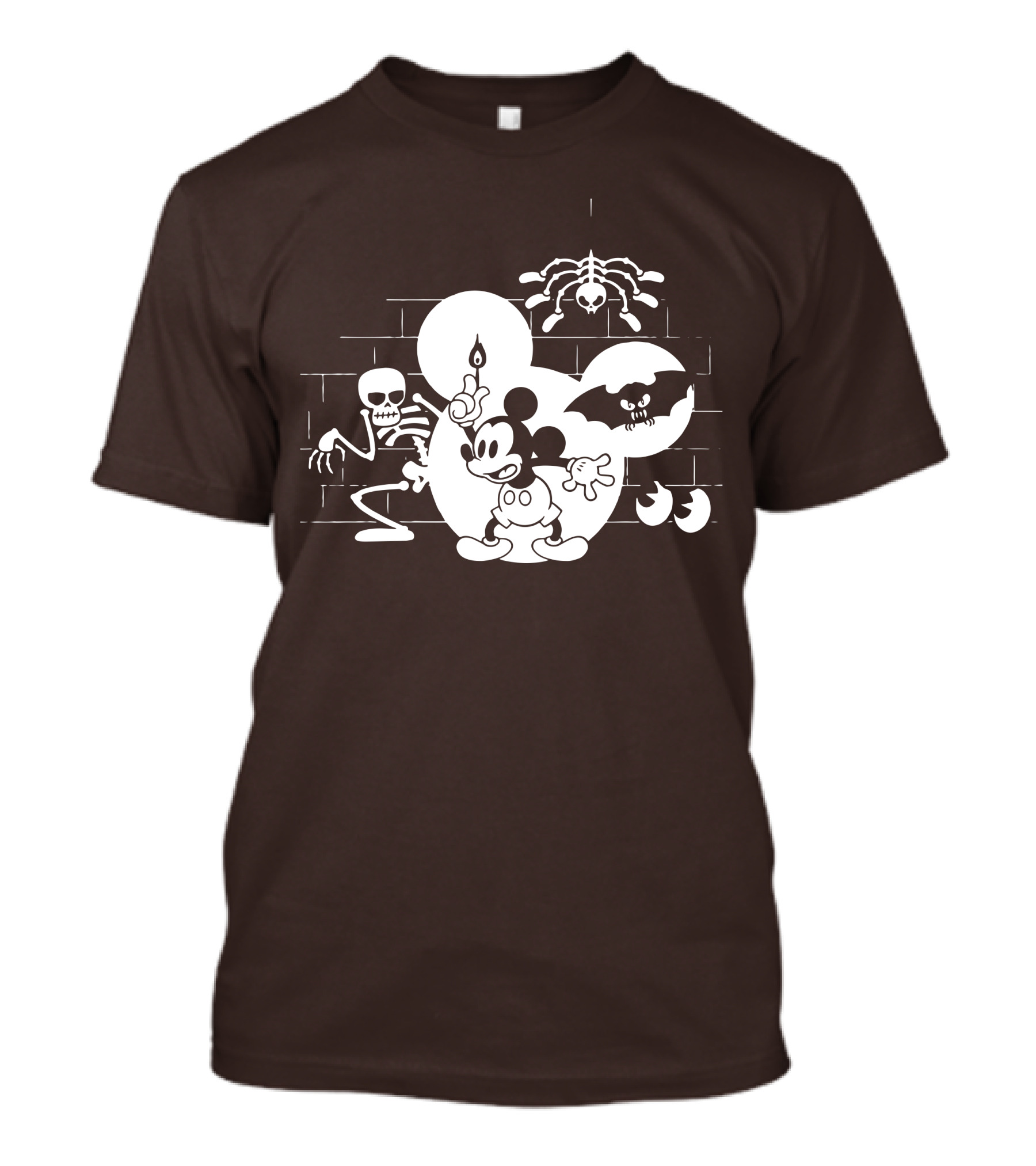 Mickey Mouse Haunted Halloween Mansion With Skeleton And Bat T-Shirt