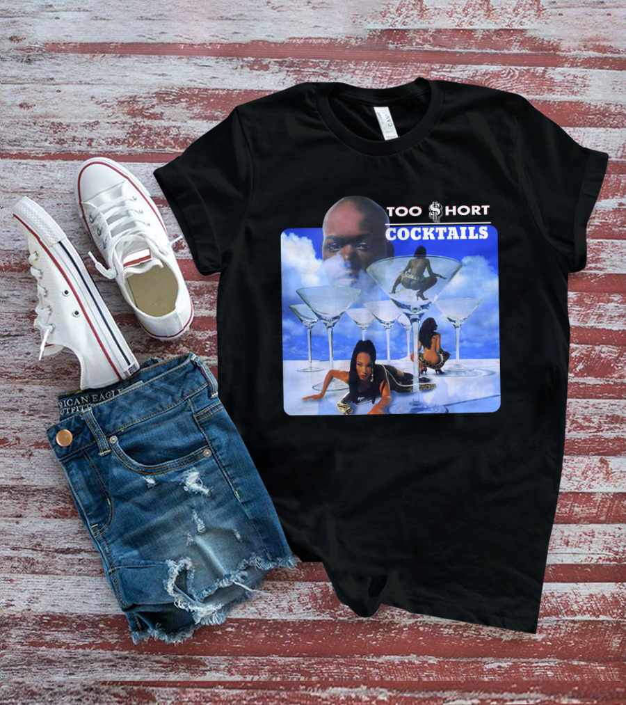 Too Short Cocktails Album Cover Sky And Martini Glasses T-Shirt