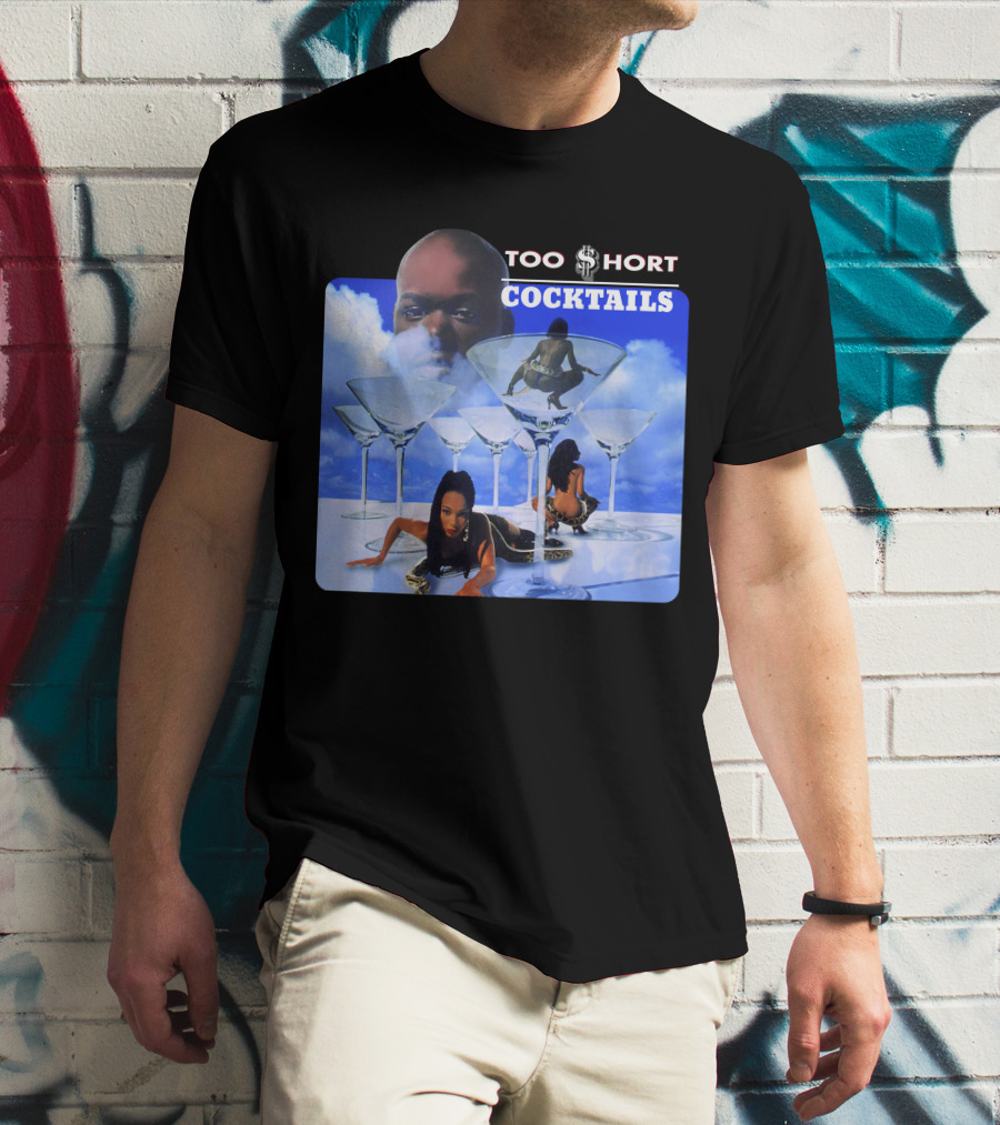 Too Short Cocktails Album Cover Sky And Martini Glasses T-Shirt