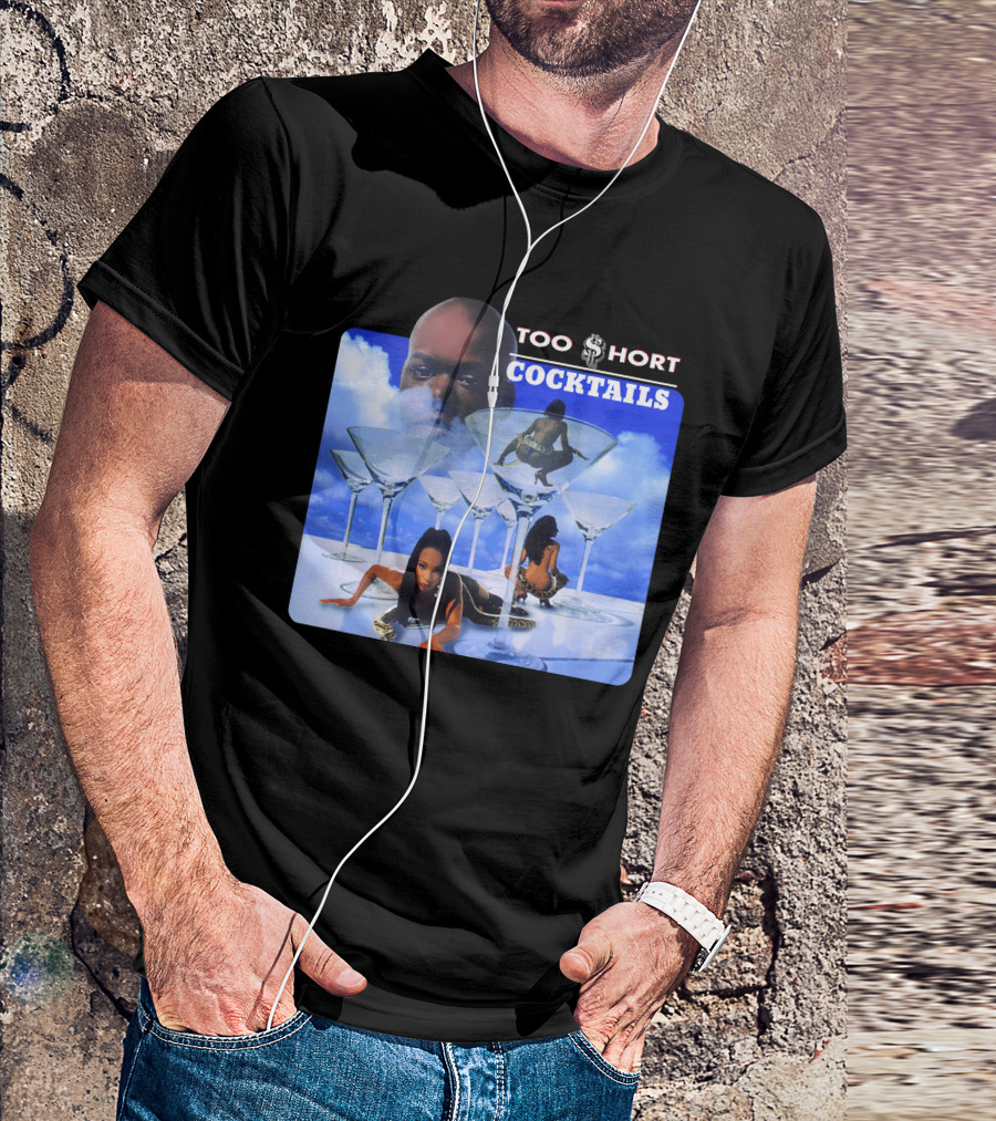Too Short Cocktails Album Cover Sky And Martini Glasses T-Shirt