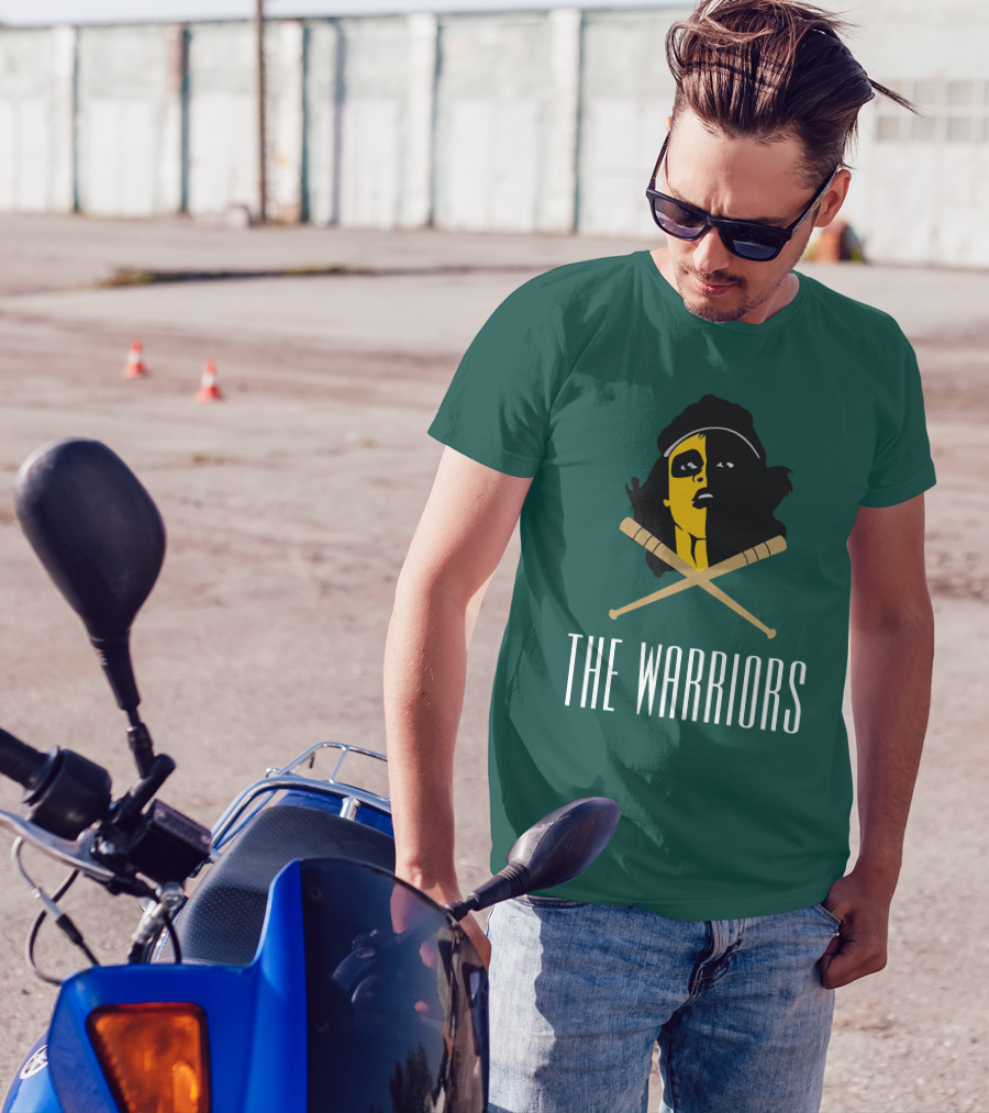 The Warriors Movie Concept Art Face And Crossed Bats T-Shirt