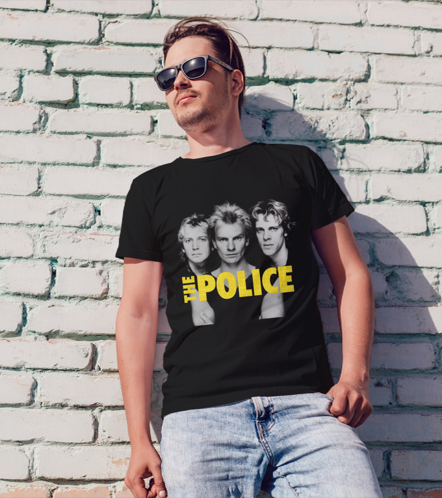 The Police Band Members Portrait With Yellow T-Shirt