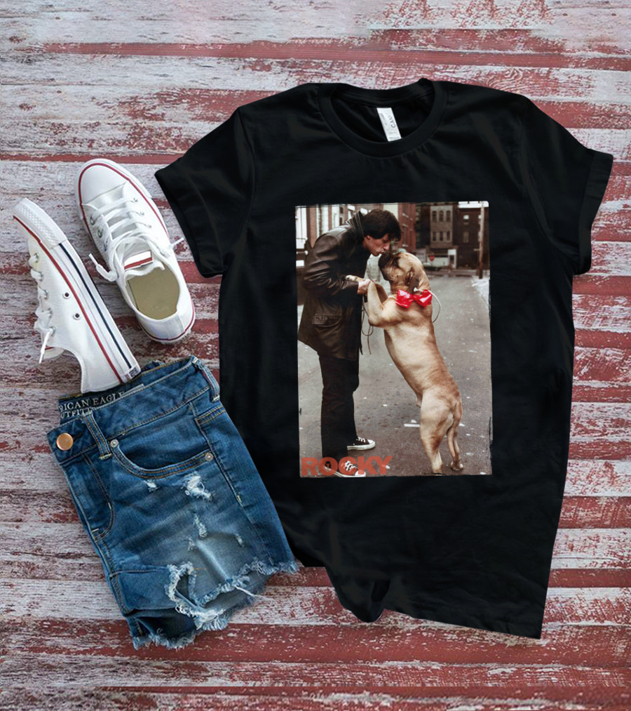 Rocky And Dog With Red Bow In Urban Street Scene T-Shirt