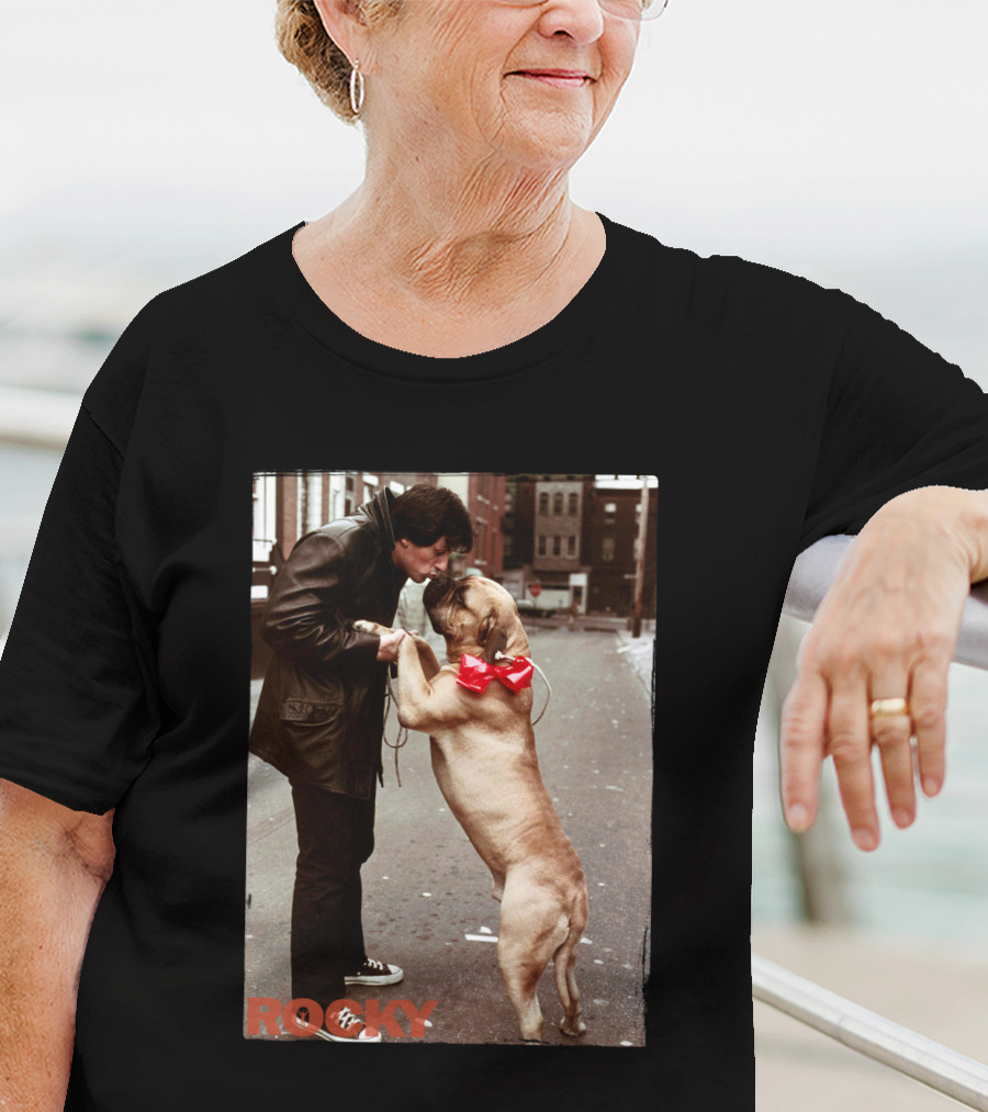 Rocky And Dog With Red Bow In Urban Street Scene T-Shirt