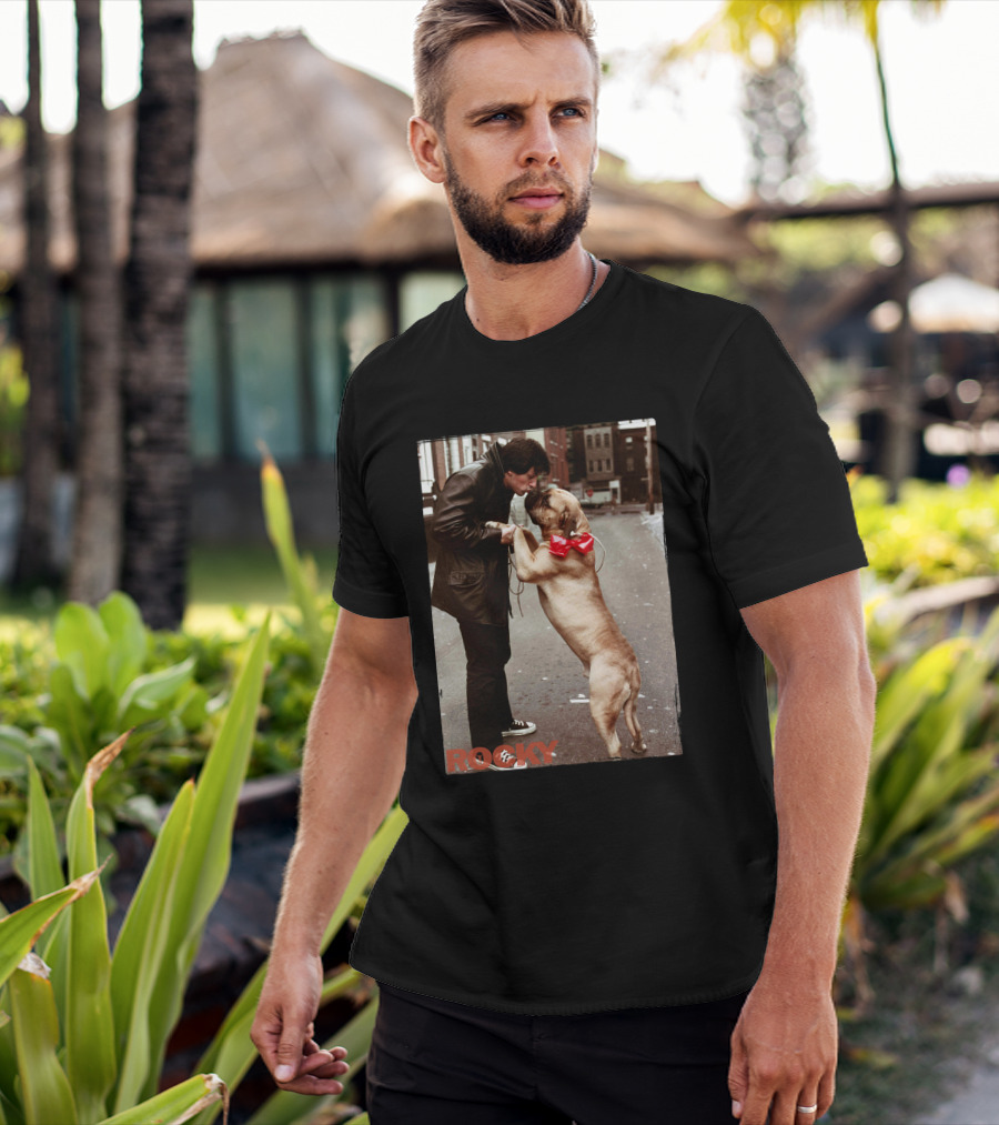 Rocky And Dog With Red Bow In Urban Street Scene T-Shirt