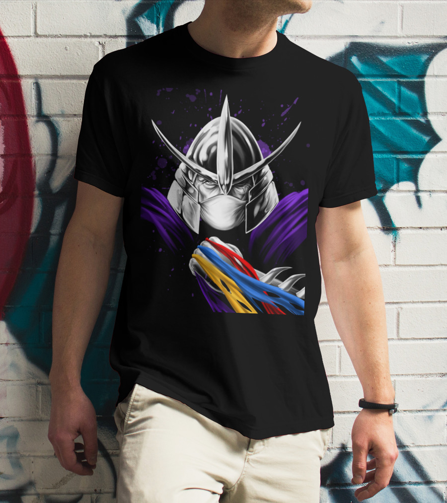 Shredder Ninja Turtles Villain With Colorful Energy Bands T-Shirt