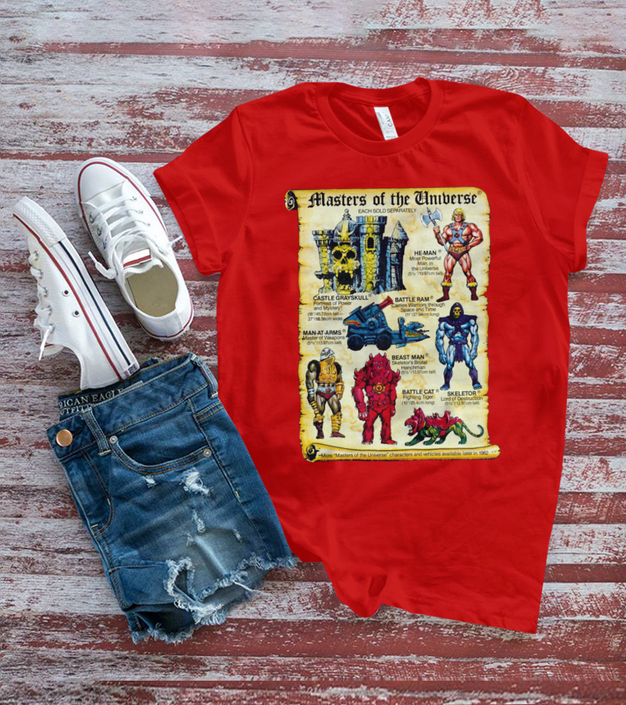 Masters Of The Universe He-Man Castle Grayskull Skeletor Battle Ram Man-At-Arms Beast Man Battle Cat T-Shirt