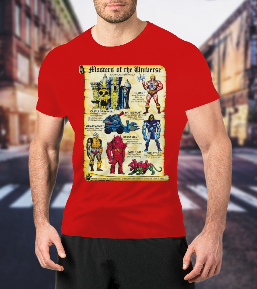 Masters Of The Universe He-Man Castle Grayskull Skeletor Battle Ram Man-At-Arms Beast Man Battle Cat T-Shirt
