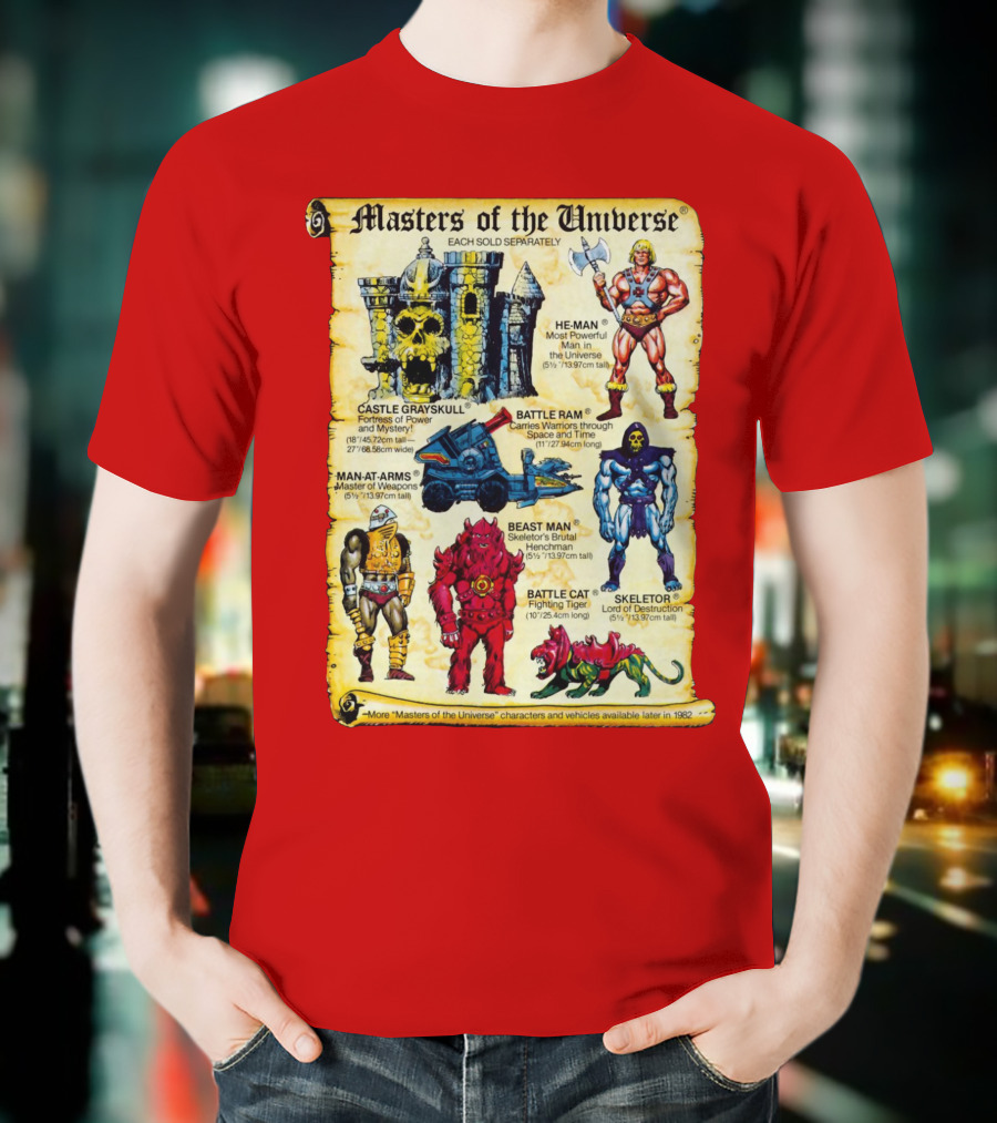 Masters Of The Universe He-Man Castle Grayskull Skeletor Battle Ram Man-At-Arms Beast Man Battle Cat T-Shirt