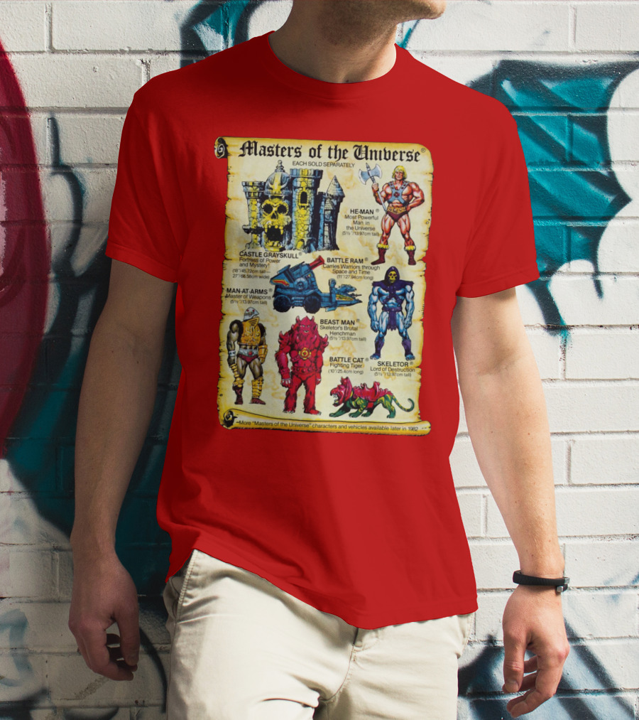 Masters Of The Universe He-Man Castle Grayskull Skeletor Battle Ram Man-At-Arms Beast Man Battle Cat T-Shirt