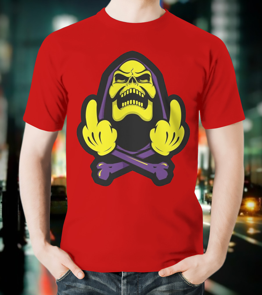 Skeletor Masters Of The Universe Skull Crossbones Gesture T-Shirt