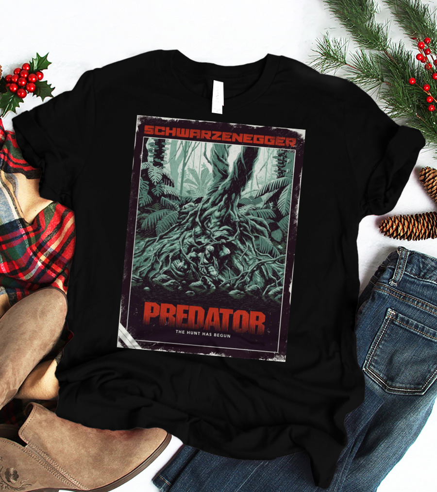 Schwarzenegger Predator The Hunt Has Begun T-Shirt