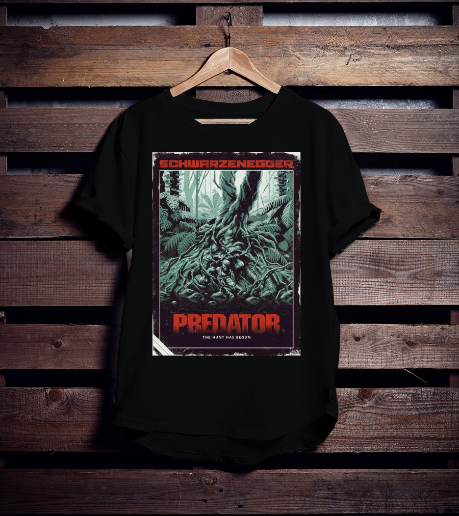 Schwarzenegger Predator The Hunt Has Begun T-Shirt