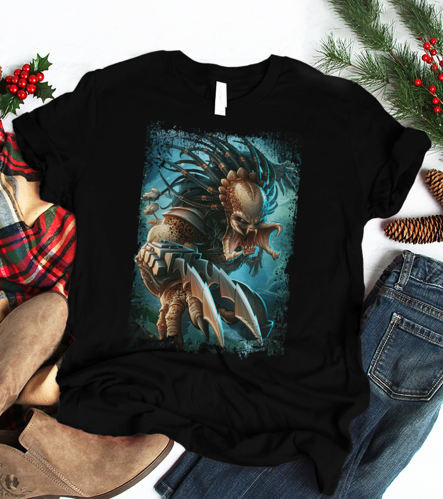 Predator Alien Sci-Fi Creature With Dreadlocks And Blades T-Shirt