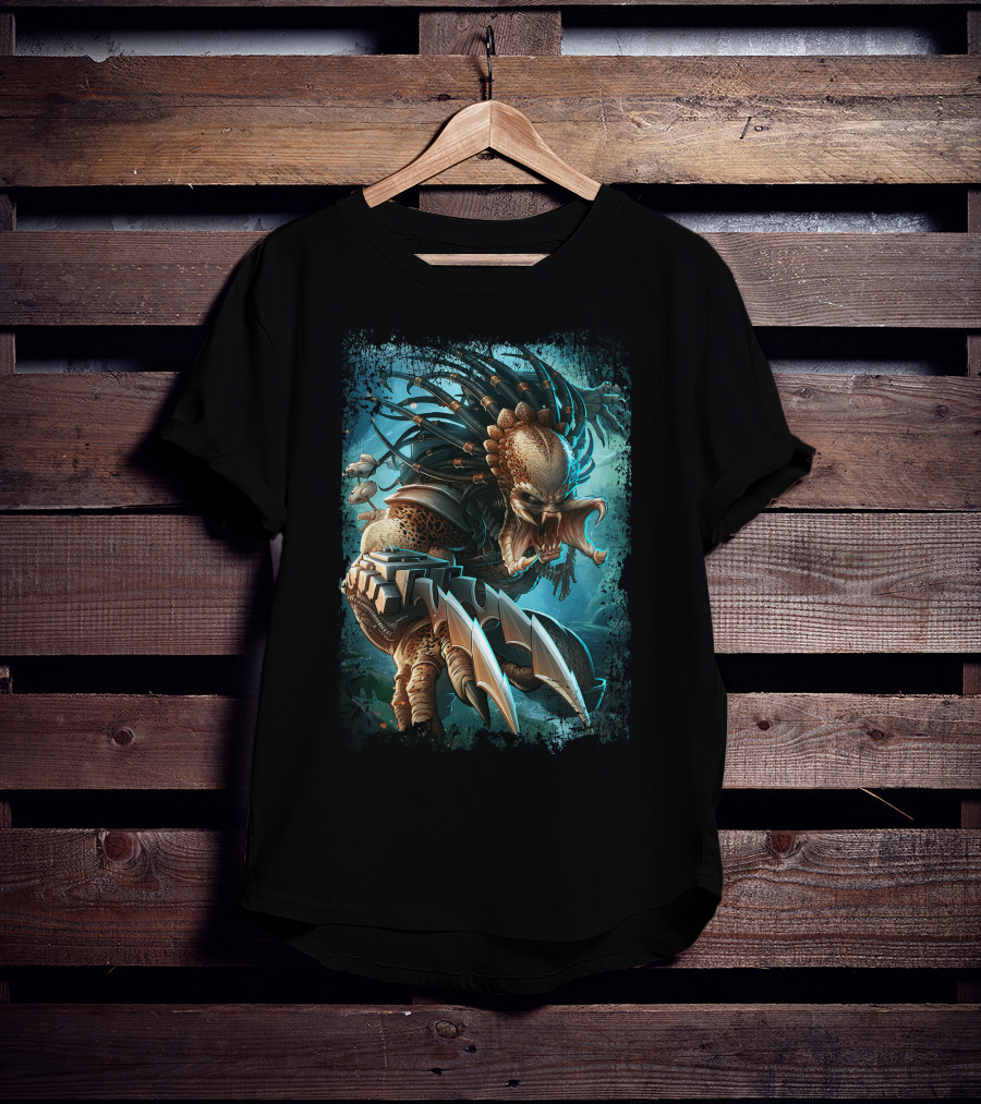 Predator Alien Sci-Fi Creature With Dreadlocks And Blades T-Shirt