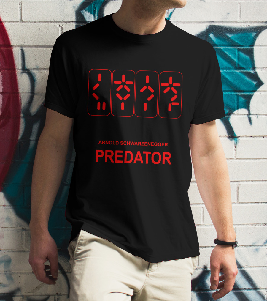 ARNOLD SCHWARZENEGGER PREDATOR Alien Symbols T-Shirt