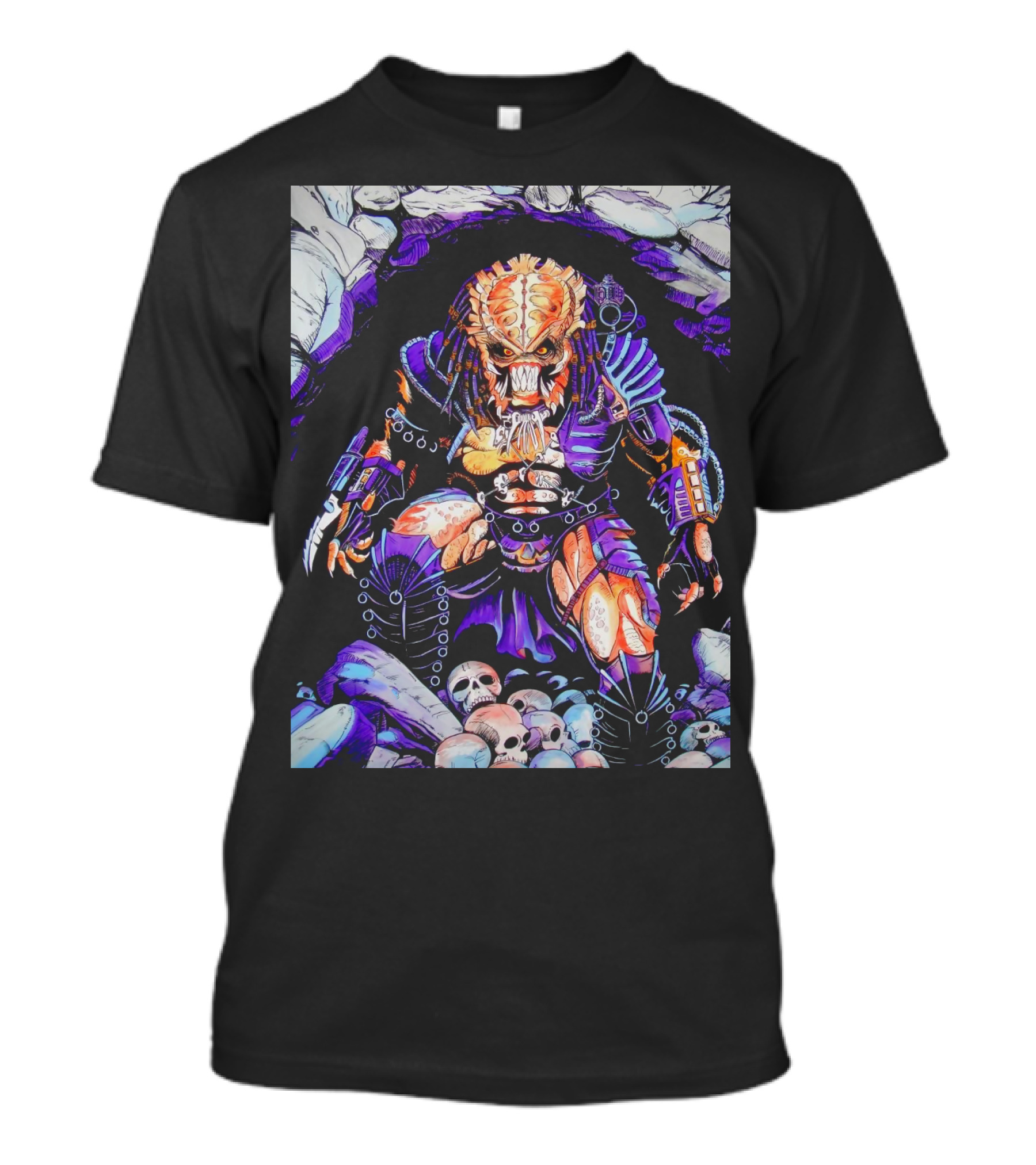 Predator Alien Hunter With Skull Cave And Armor T-Shirt
