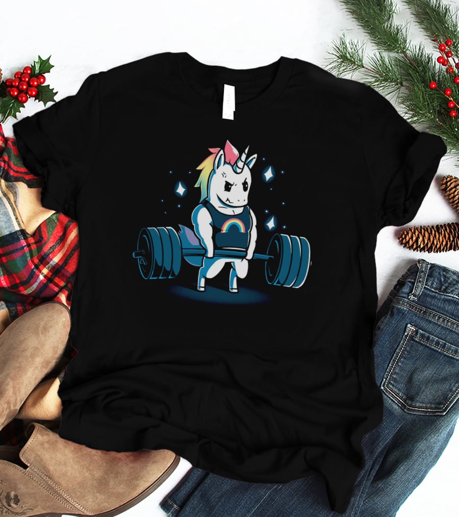 Weightlifting Rainbow Unicorn Gym T-Shirt