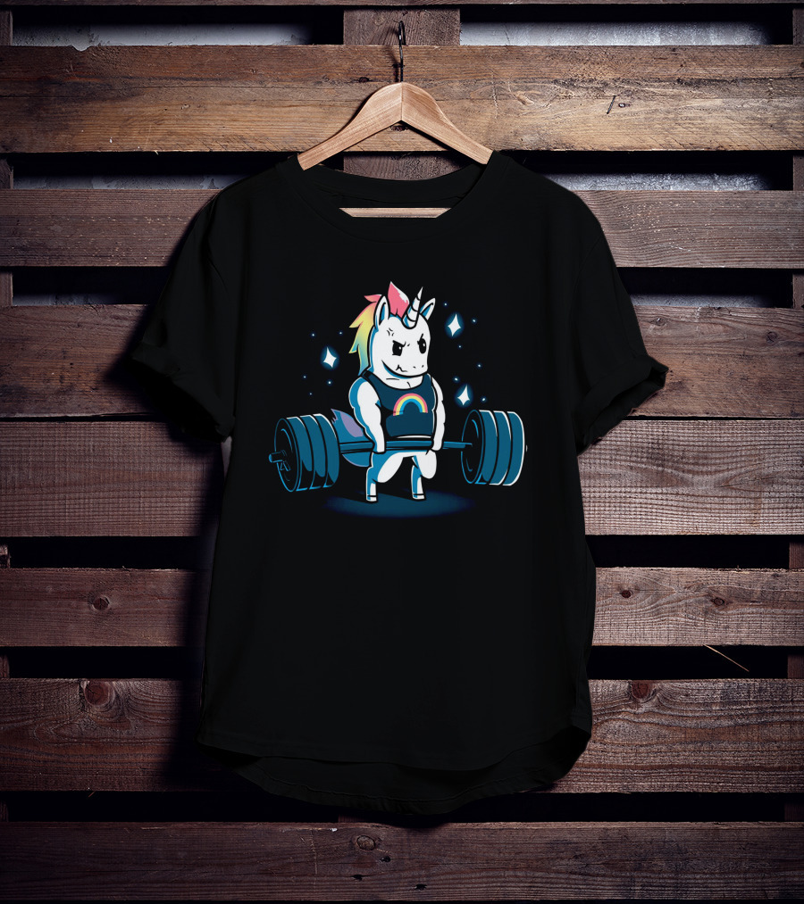 Weightlifting Rainbow Unicorn Gym T-Shirt