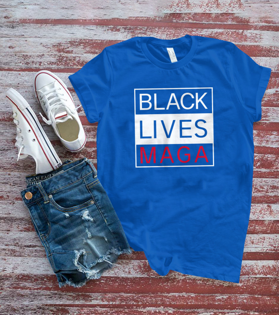 Black Lives Maga Textual Logo Design In Blue White And Red T-Shirt